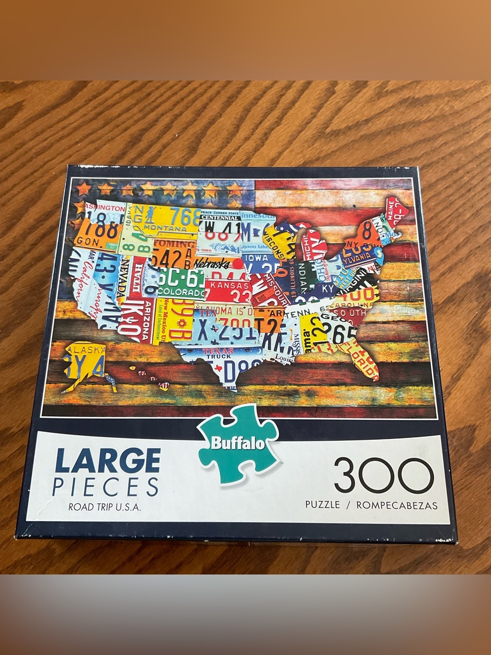 Buffalo Games Road Trip U.S.A. License Plate USA Map 300 Large Piece Puzzle